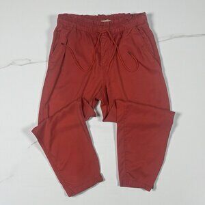 LOFT Emory Taper Ankle Pants Size Large Pull On Paperbag Waist Dusty Red 581393